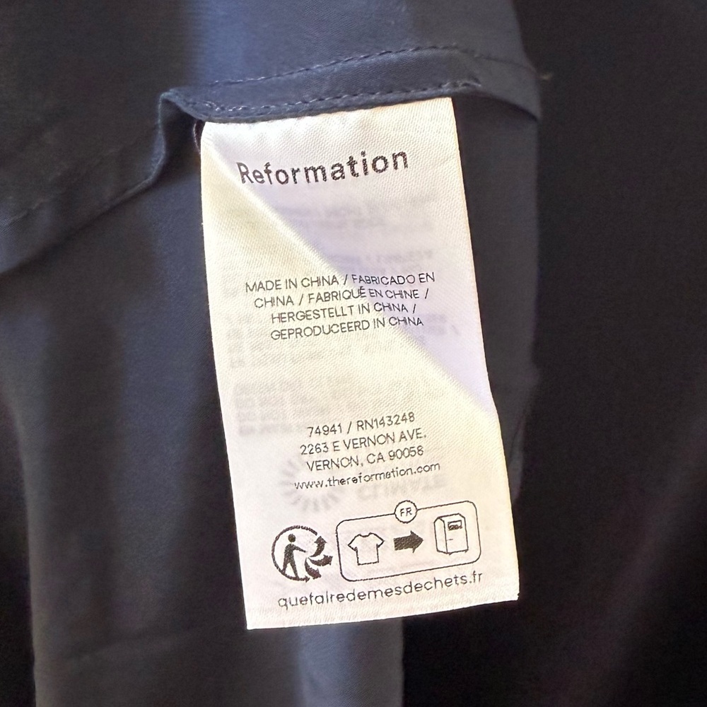 🆕 REFORMATION Pernille Silk Maxi Dress Navy Blue Sz L - Picture 7 of 7
